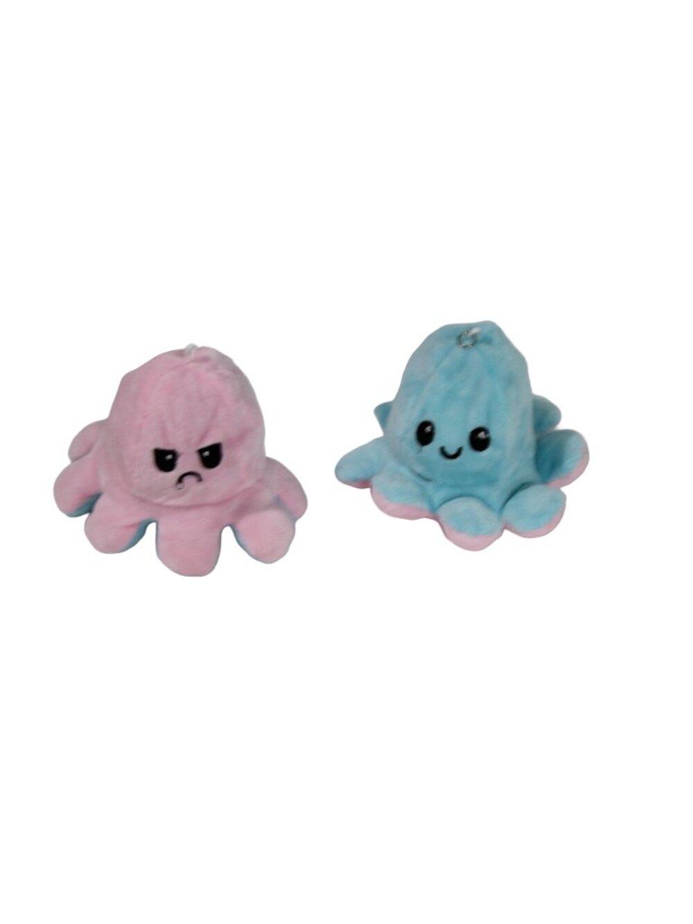 Set of 2 Reversible Octopus Keychain Plush Pink and Blue